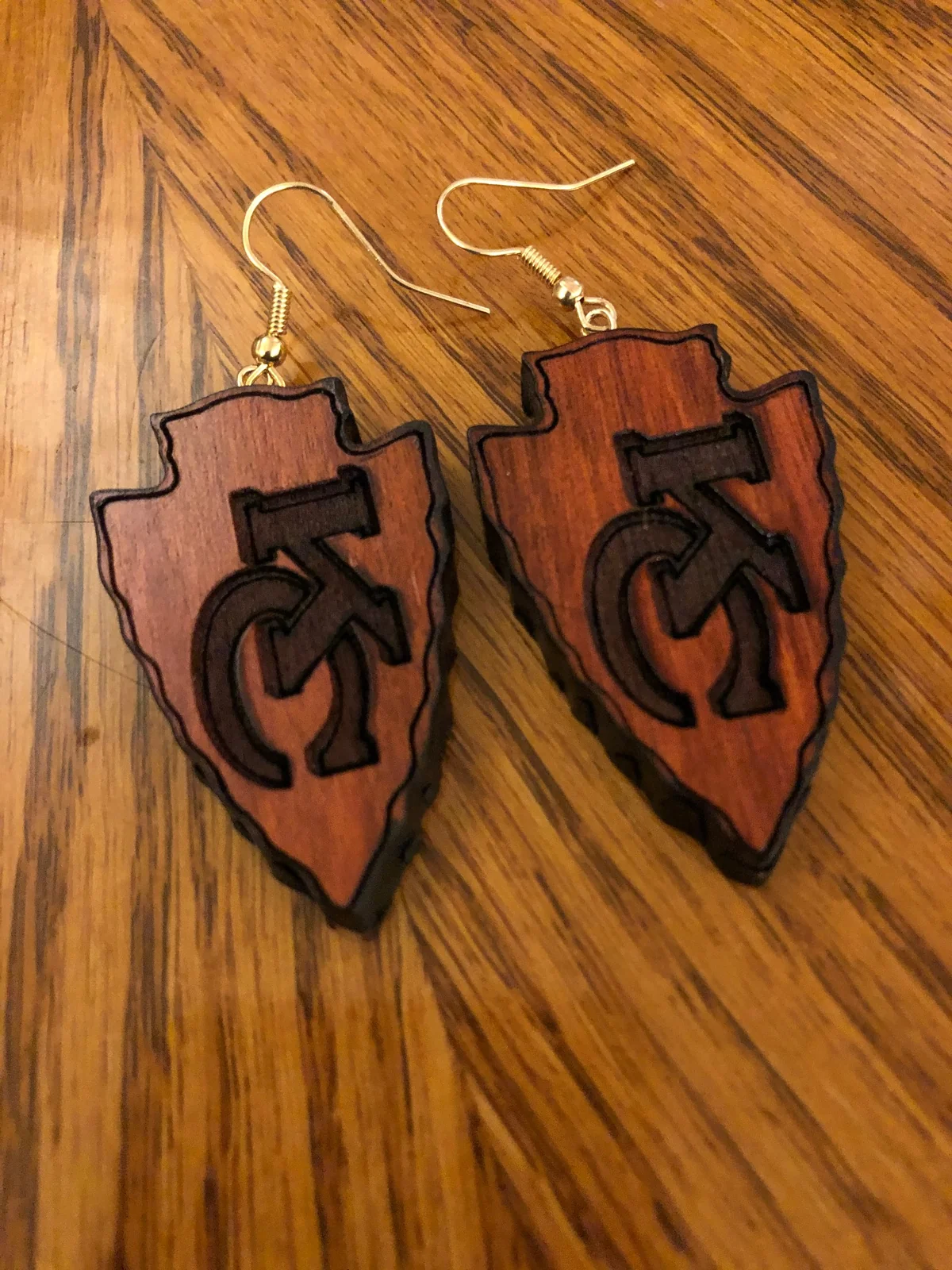 Chiefs Monogram Wood Earrings