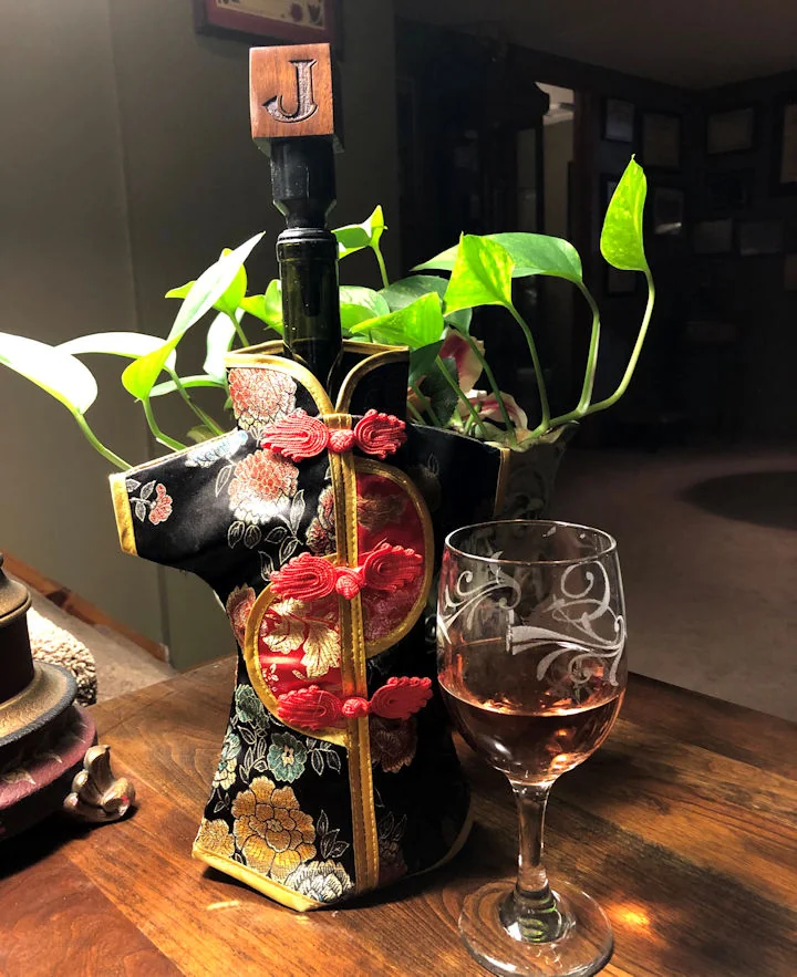 Engraved Wine Glass and Bottle