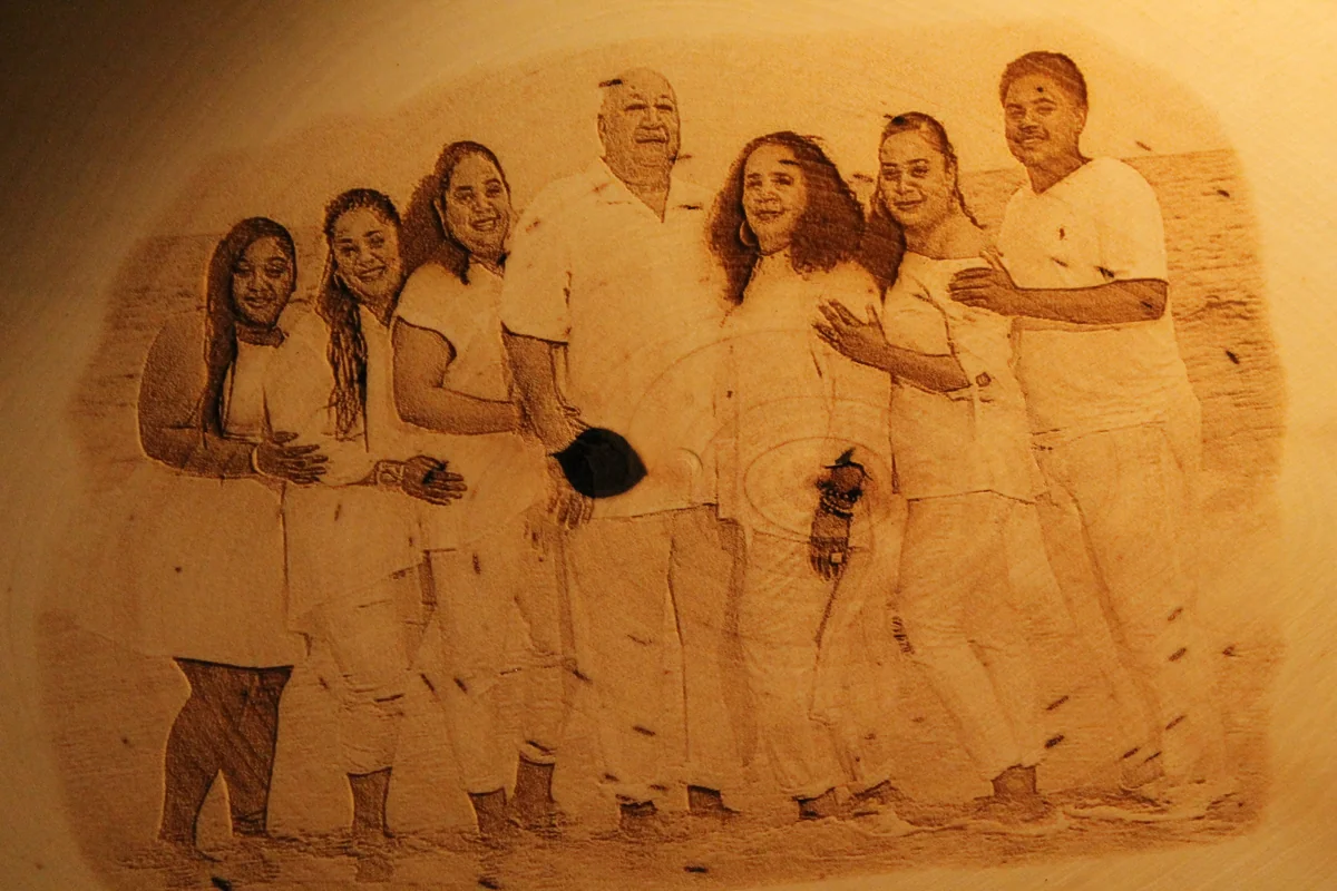 Family Photo Engraved Wood Portrait