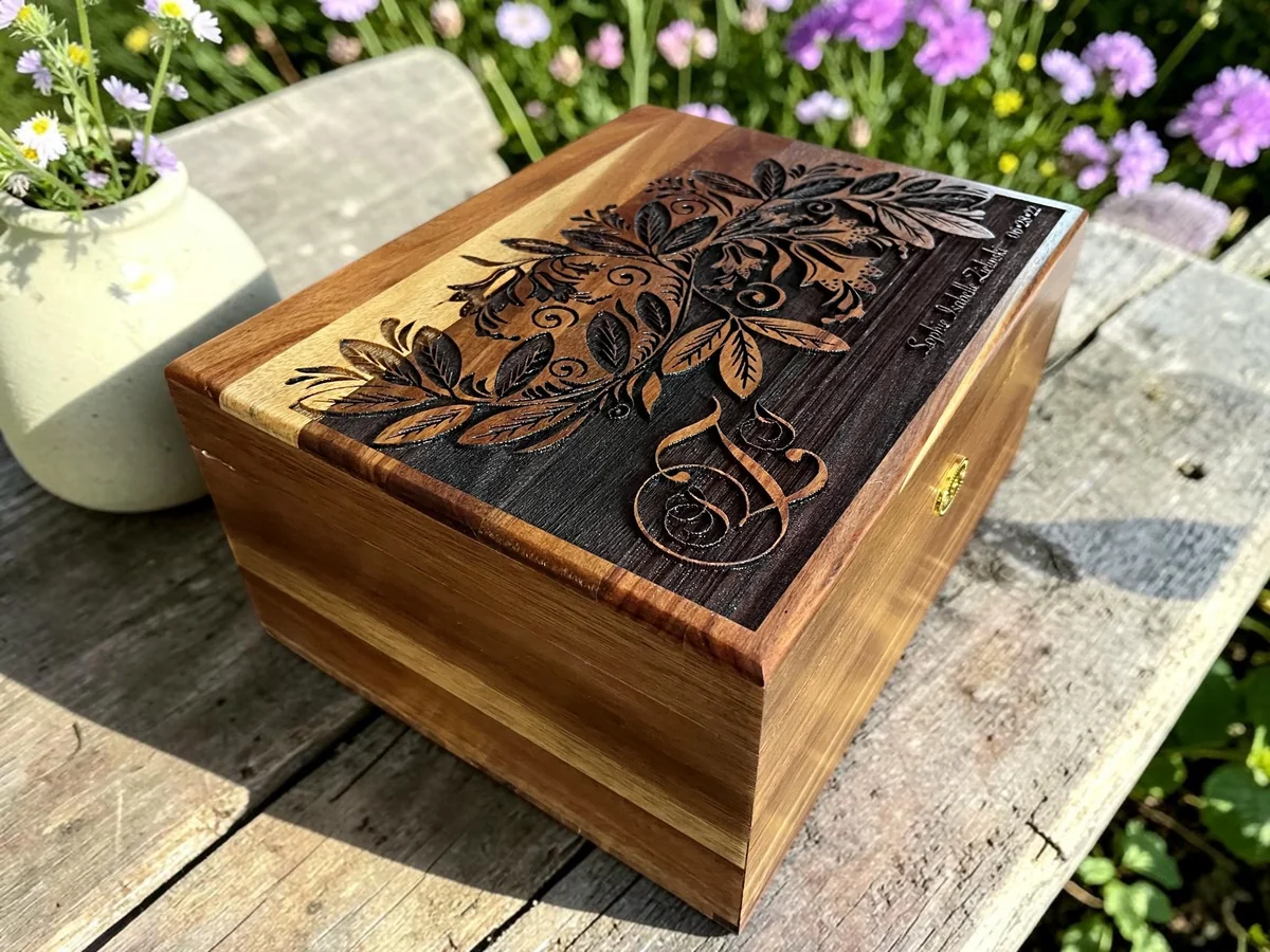 Floral Carved Wood Keepsake Box