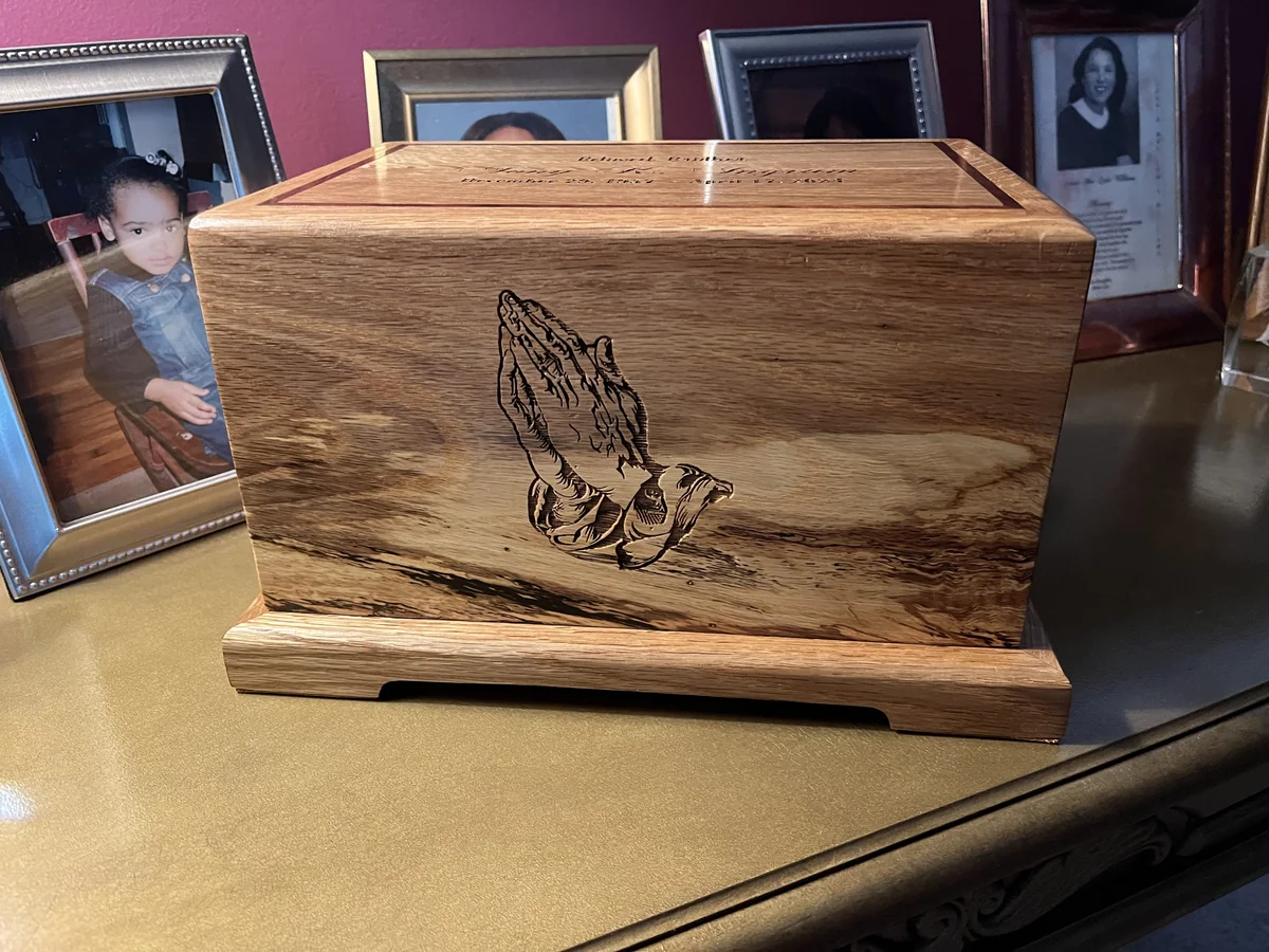 Praying Hands Memorial Wood Urn Box
