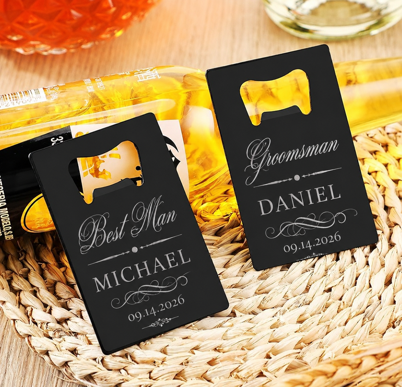 Personalized groomsmen wallet bottle opener